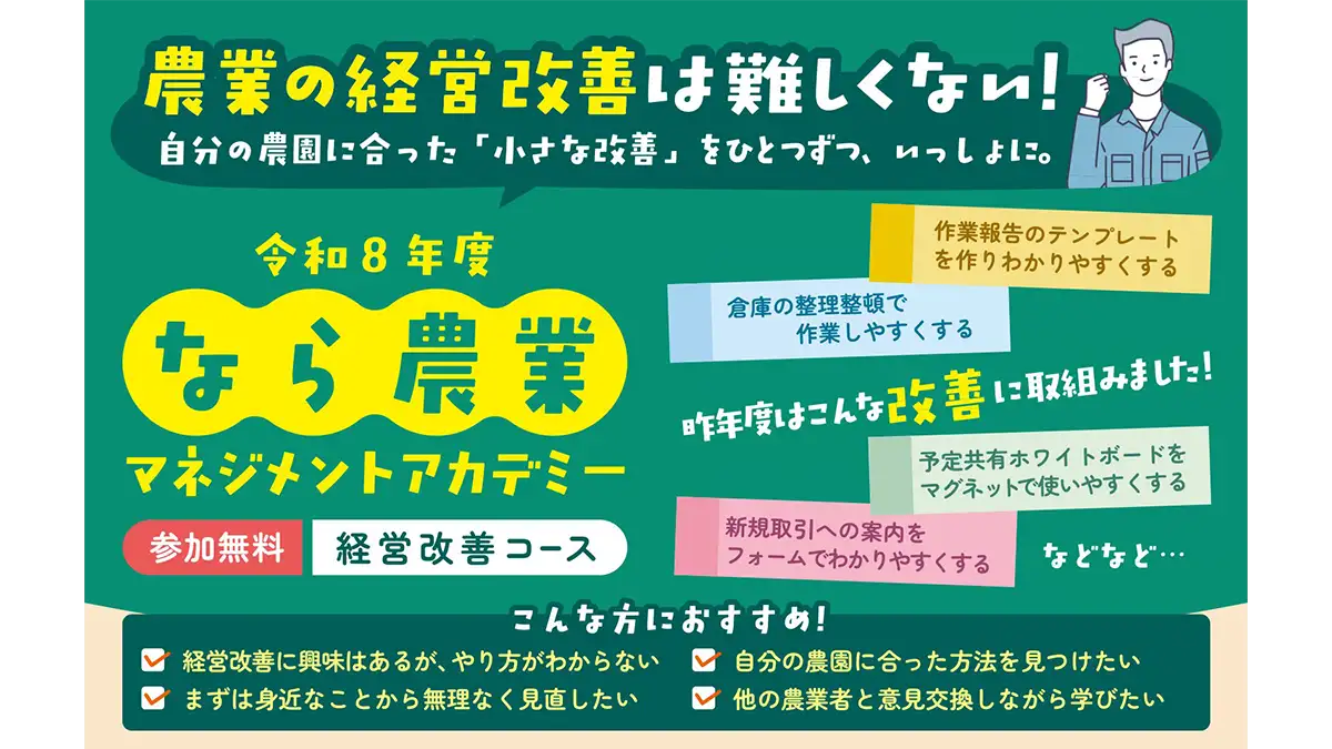 「なら農業マネジメントアカデミー」地域を支える農業者を育成　奈良市