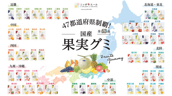 「ニッポンエールグミ」47都道府県制覇　全63種類が勢ぞろい　ＪＡ全農