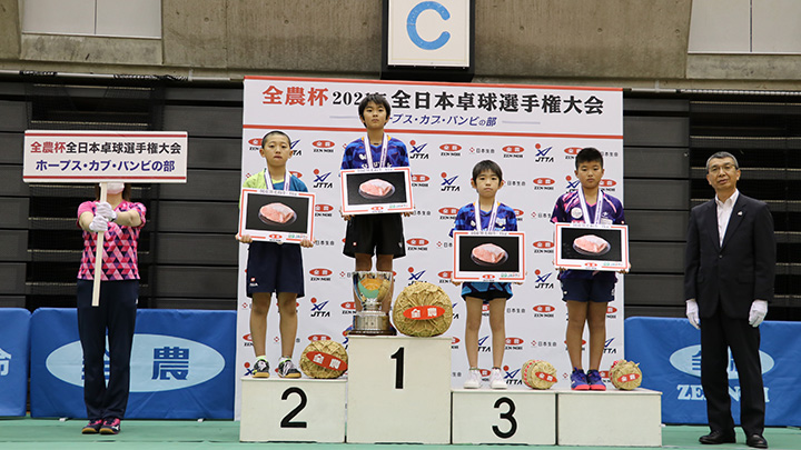 全農杯全日本卓球選手権　ホープス・カブ・バンビの部で男子日本一決定