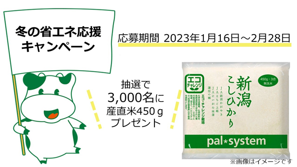 省エネ応援キャンペーン　3000人に産直米プレゼント　パルシステム
