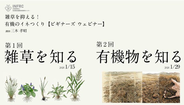 「雑草を抑える！有機のイネつくり」ウェビナー開催　自然農法センター