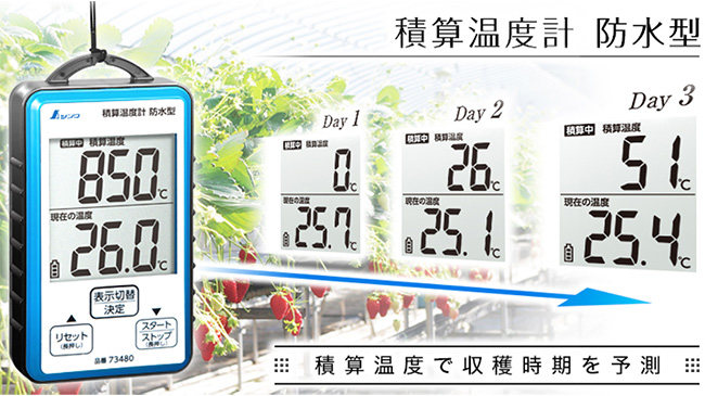 積算温度計で収穫時期を予測　シンワ測定