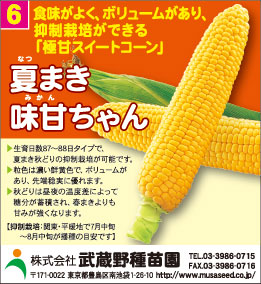 武蔵野種苗園 トウモロコシ「夏まき味甘ちゃん」 | JAcom 農業協同組合新聞